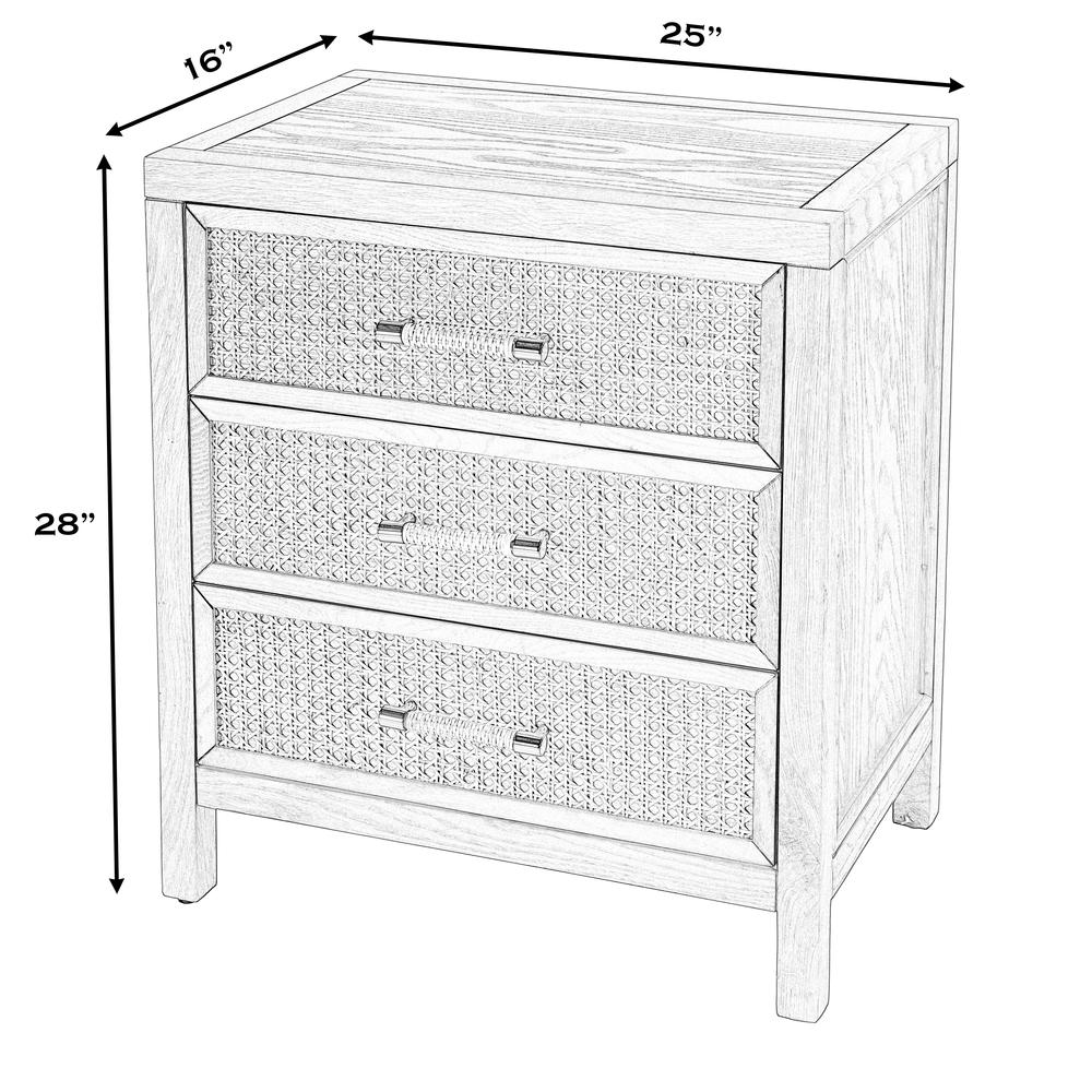 Mesa Cane and Solid Wood  3 Drawer Chest, Natural. Picture 8