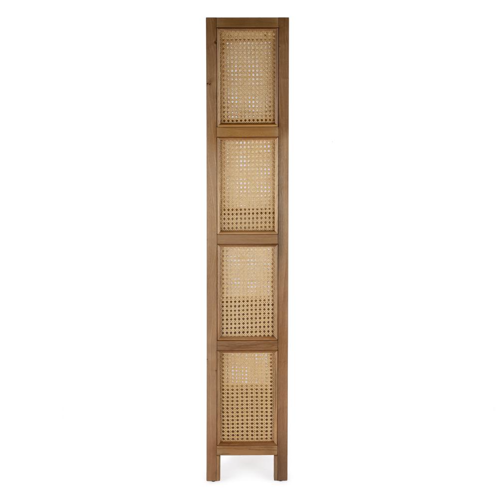 Mesa Cane and Solid Wood 4- Tier Etagere Bookcase, Natural. Picture 3