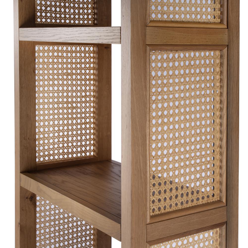 Mesa Cane and Solid Wood 4- Tier Etagere Bookcase, Natural. Picture 4