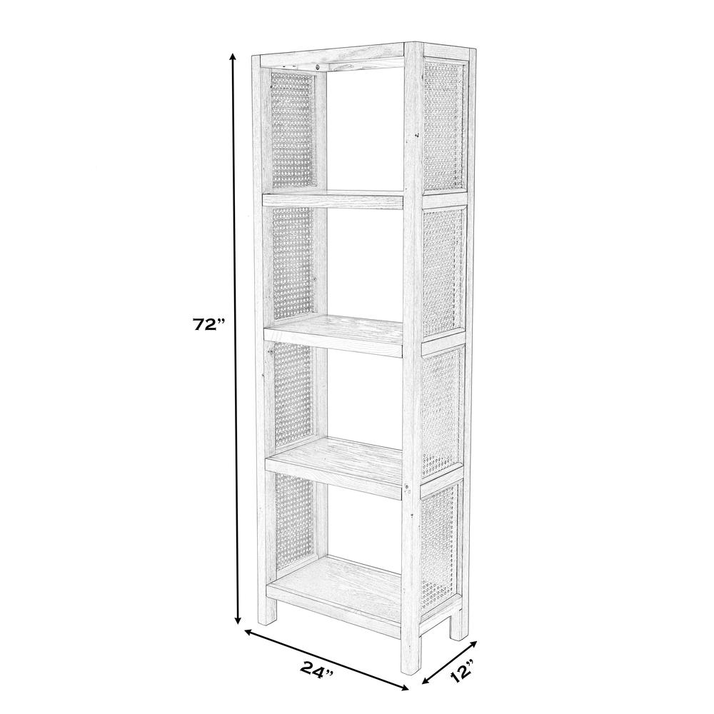 Mesa Cane and Solid Wood 4- Tier Etagere Bookcase, Natural. Picture 5