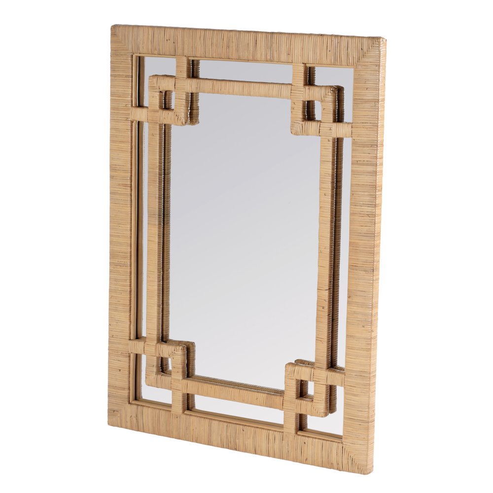 Hana Woven Rattan Wall Mirror, Light Brown. Picture 2