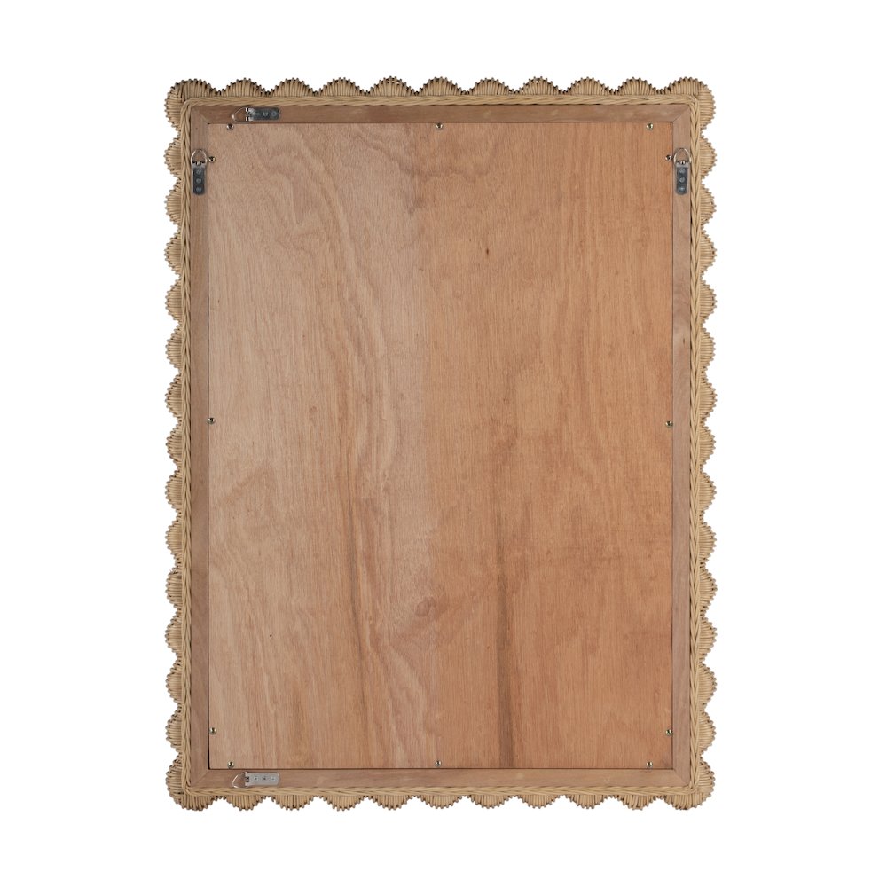 Flora Rattan Scalloped Wall Mirror, Light Brown. Picture 5