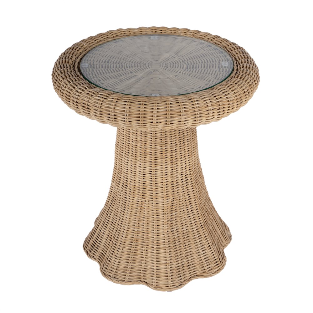 Flora Rattan Scalloped End table, Light Brown. Picture 1