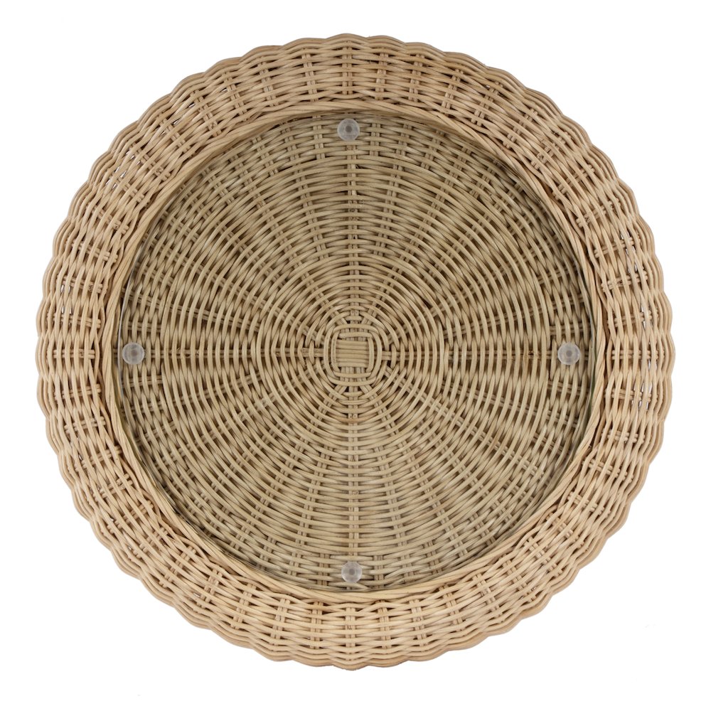 Flora Rattan Scalloped End table, Light Brown. Picture 3