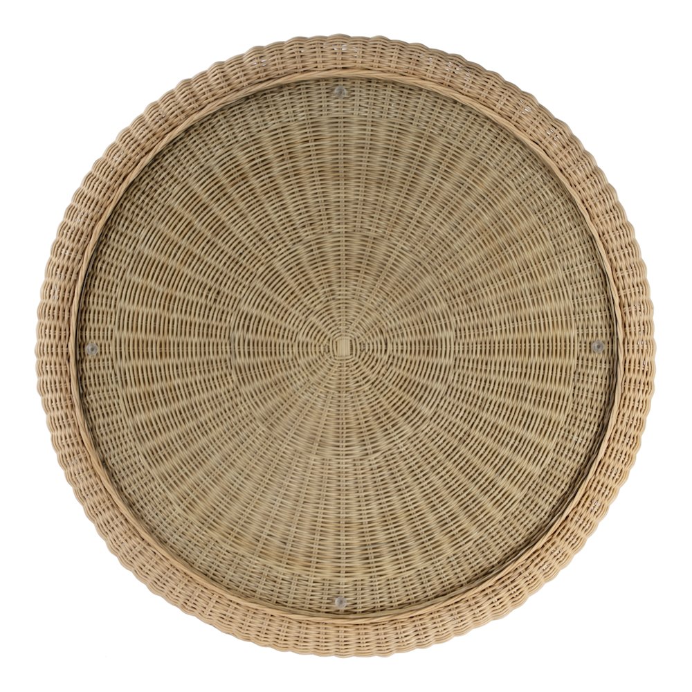 Flora  Rattan Scalloped 40" Coffee Table, Light Brown. Picture 3