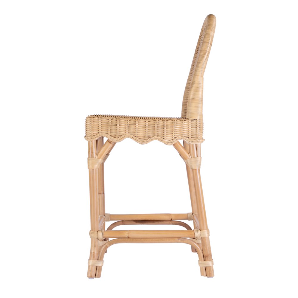 Flora Rattan 24" Scalloped Edge Counter Stool, Light Brown. Picture 4