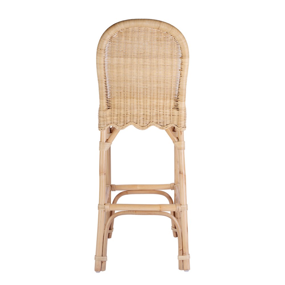Flora Rattan 30" Scalloped Edge Bar Stool, Light Brown. Picture 5