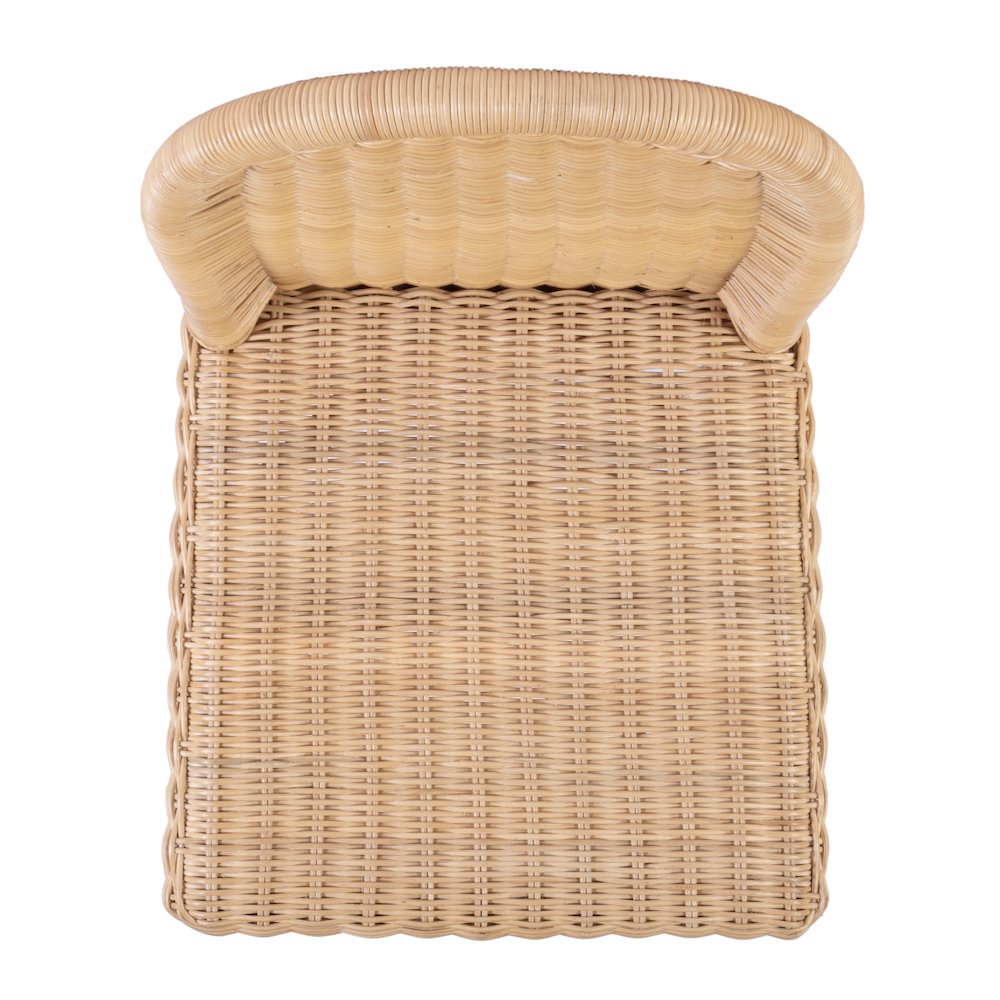Flora Rattan 30" Scalloped Edge Bar Stool, Light Brown. Picture 6