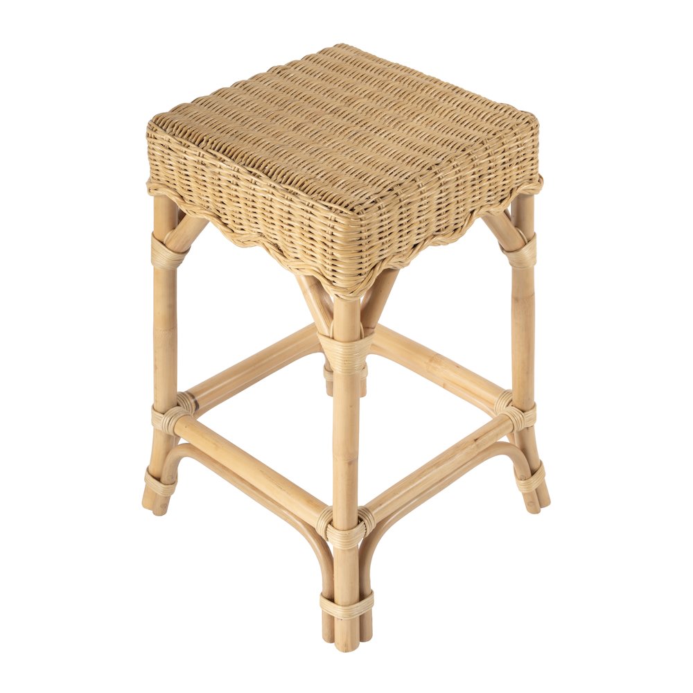 Flora Rattan Scalloped Counter stool, Light Brown. Picture 2
