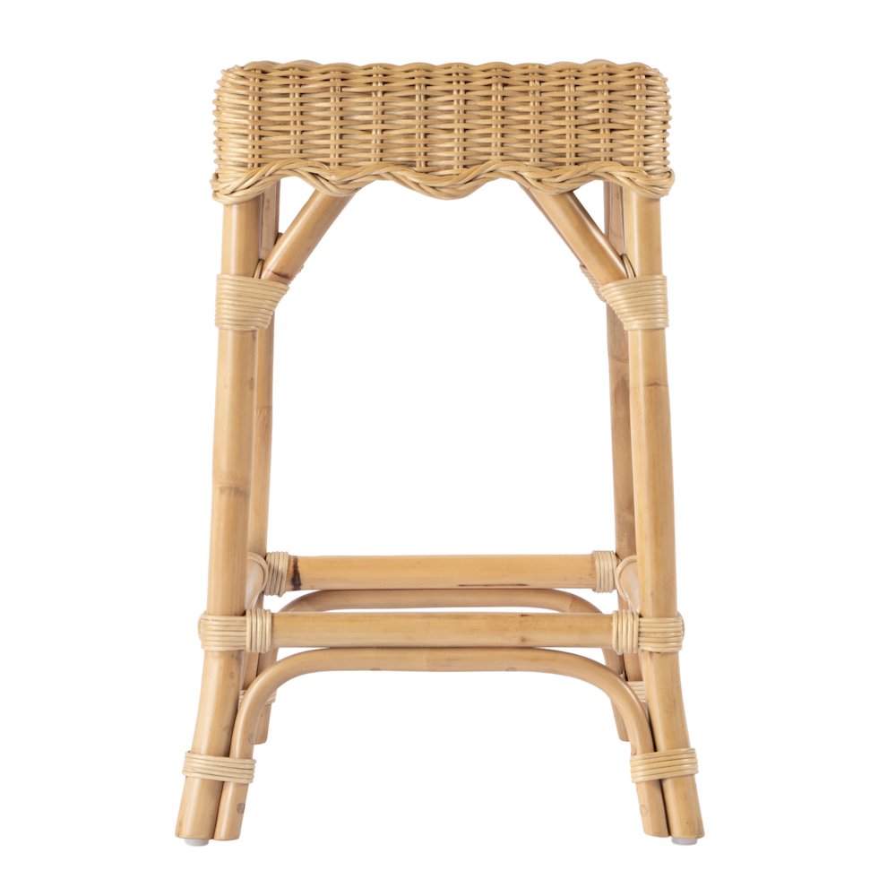 Flora Rattan Scalloped Counter stool, Light Brown. Picture 3