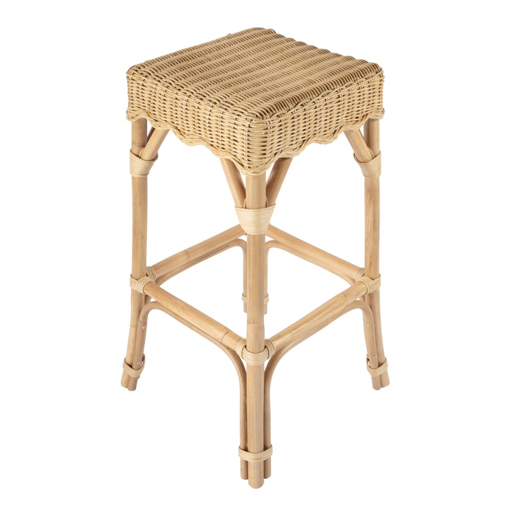 Flora Rattan Scalloped  Bar Stool, Light Brown. Picture 5