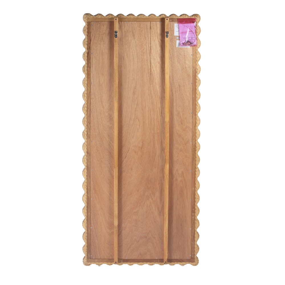 Flora Scalloped  Rattan Floor Mirror, Light Brown. Picture 4