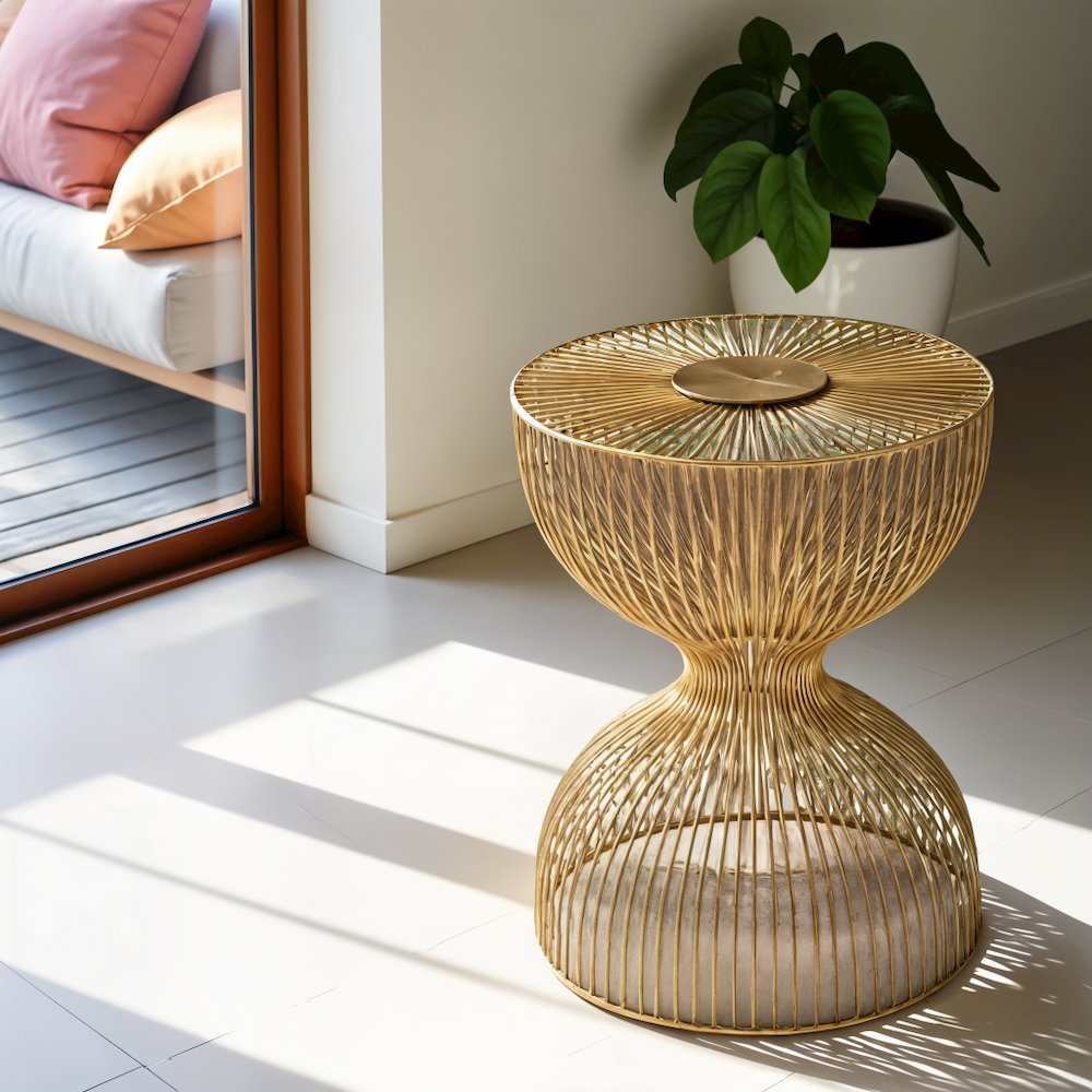 Gold Metal Side Table - Modern Accent Table for Living Room Decor. Picture 5