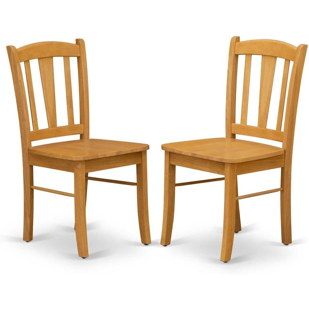 AMDL3-OAK-W - 3-Piece Dining Room Table Set- 2 Modern Dining Room Chair and Dining Table - Wooden Seat and Slatted Chair Back - Oak Finish. Picture 3