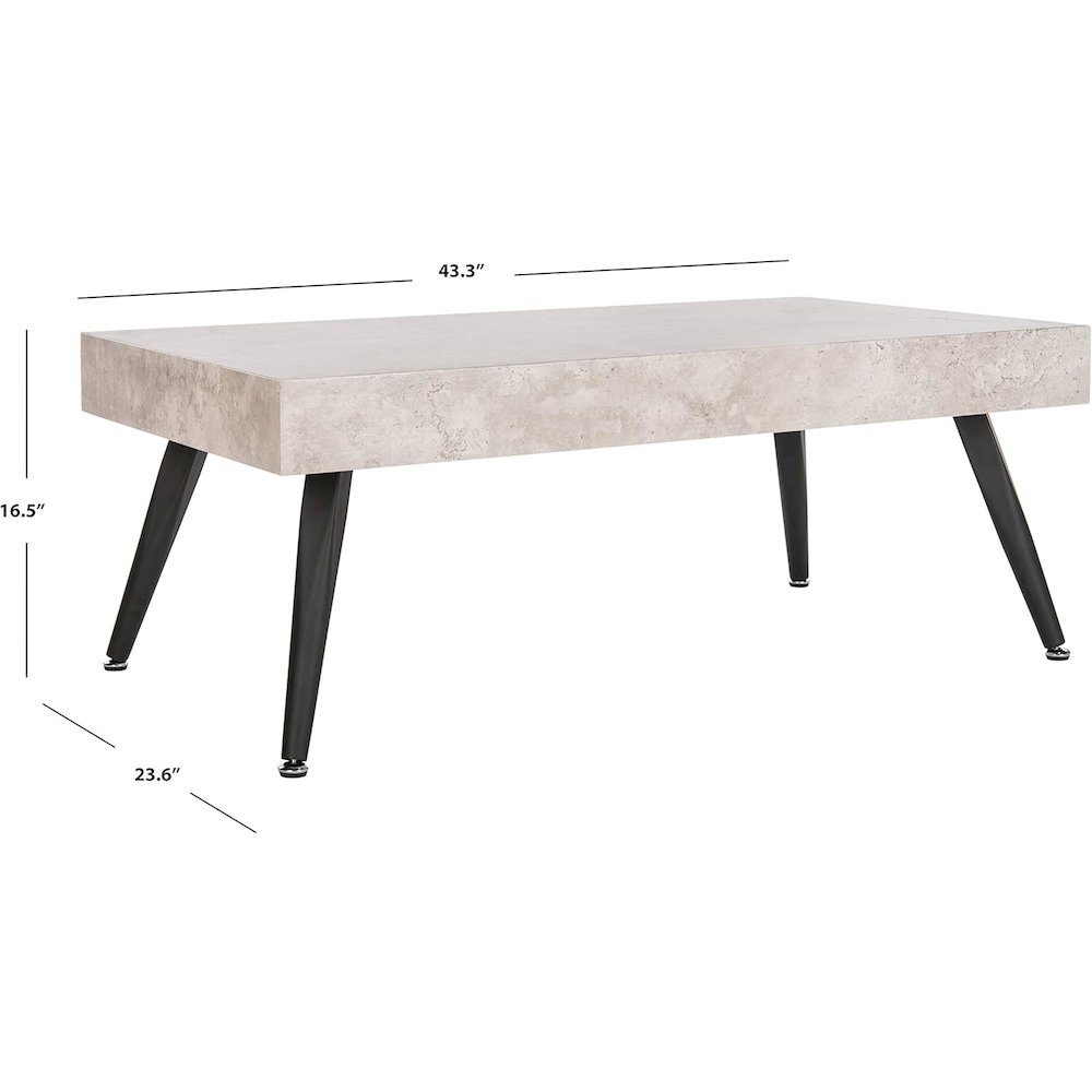 Home Collection Cedric Light Grey and Black Rectangular Midcentury Modern Coffee Table. Picture 2