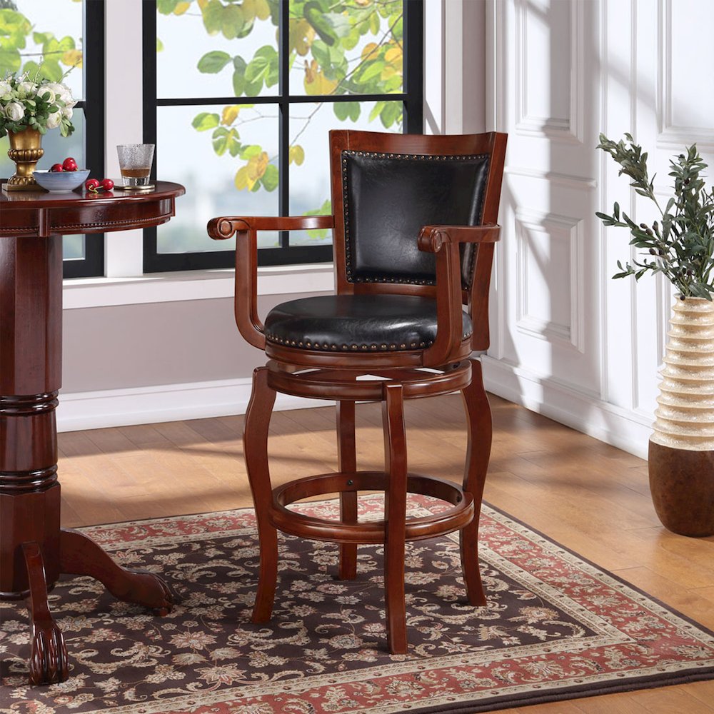 Jones Swivel Bar Stool - Black/Cherry. Picture 5