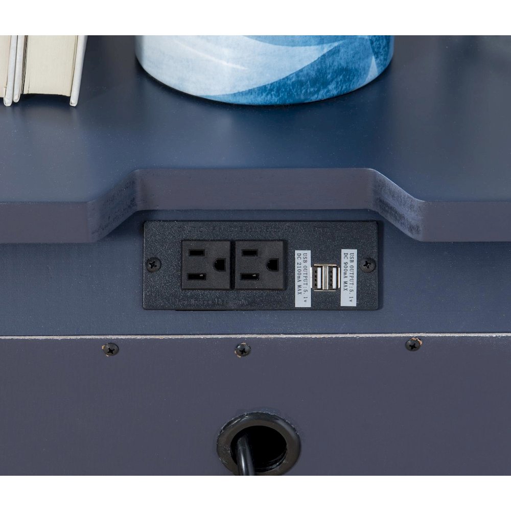 Summerland Open Nightstand with Charging Ports - Modern Bedside Table. Picture 3