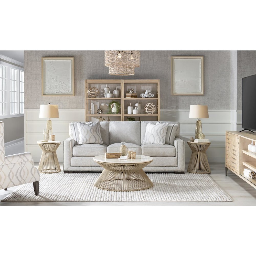 Biscayne Rope Cocktail Table with Travertine Top. Picture 2