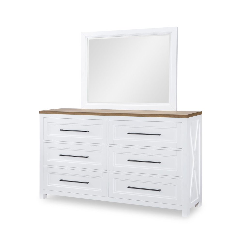 Mirror (Beveled), Harvest Oak Tops, Natural White Base, Aged Black Accents. Picture 3