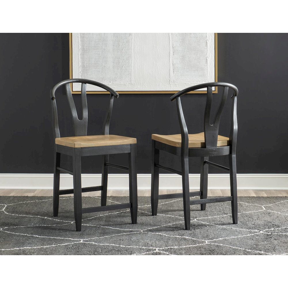 Wishbone Back Counter Height Chair (Black) (Kd, Wood Seat, Seat Height: 24"). Picture 4