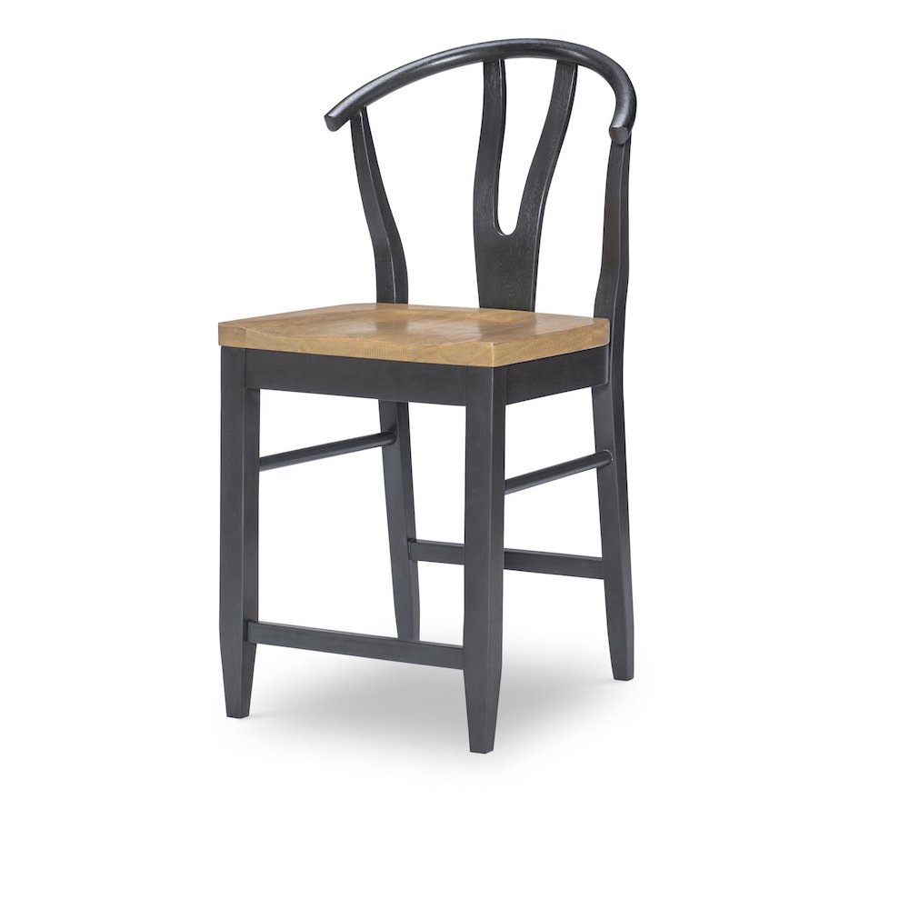 Wishbone Back Counter Height Chair (Black) (Kd, Wood Seat, Seat Height: 24"). Picture 1
