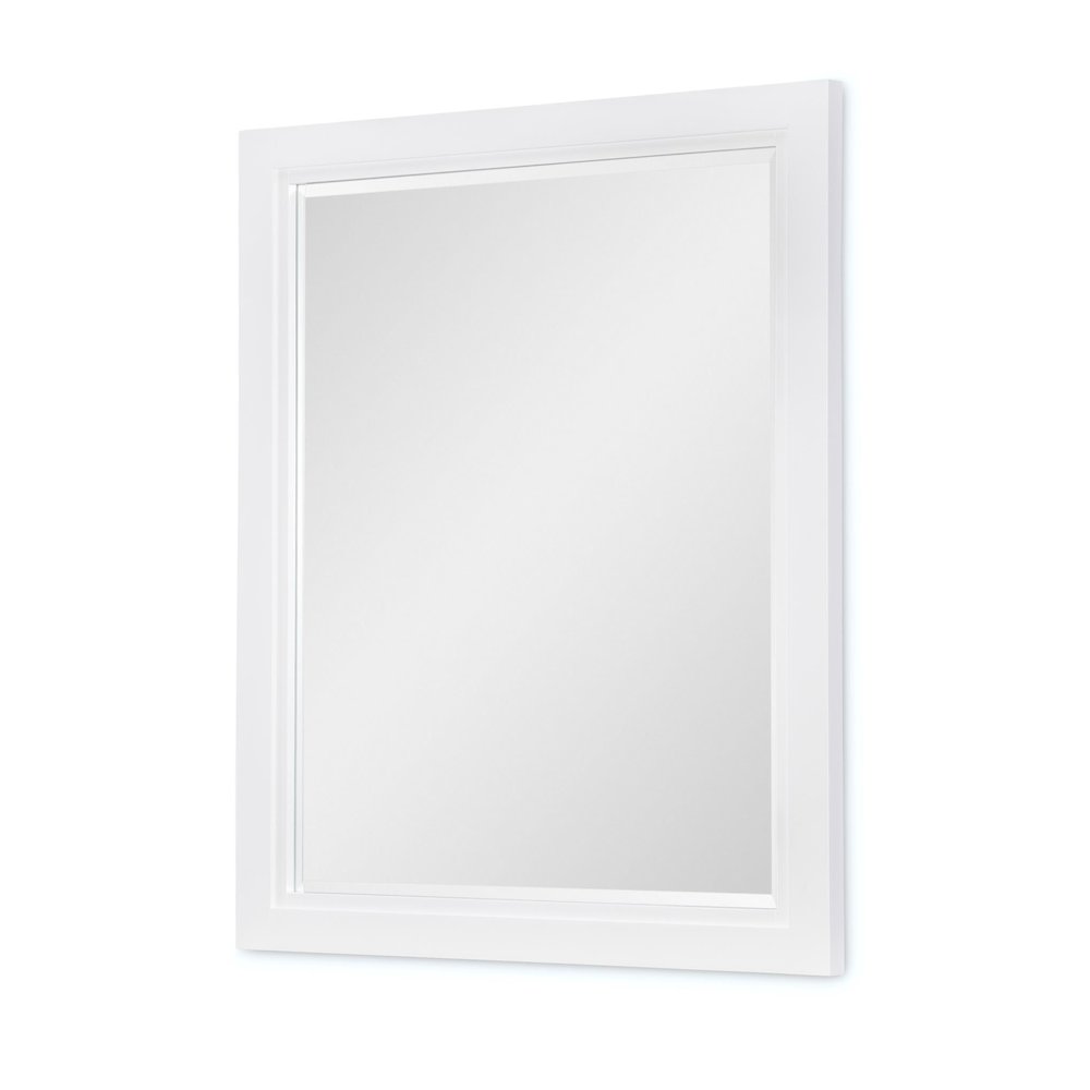 Dutton Mirror, Natural White with Toasted Coconut Top and Aged Black Base. Picture 1