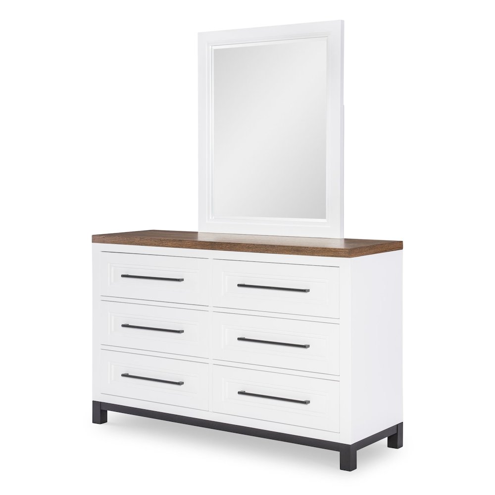 Dutton Mirror, Natural White with Toasted Coconut Top and Aged Black Base. Picture 2