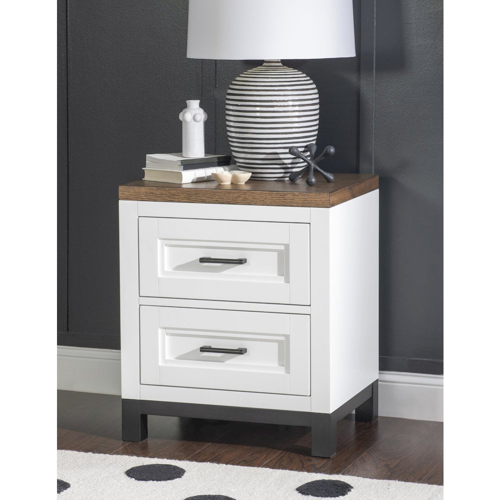 Dutton Nightstand with Power - 2 Drawers, Outlets, and USB Ports. Picture 2