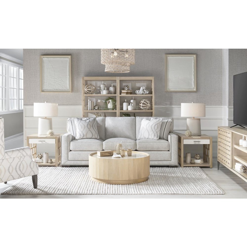 Entertainment Console with Sliding Door and Adjustable Shelves - Wire Management. Picture 5