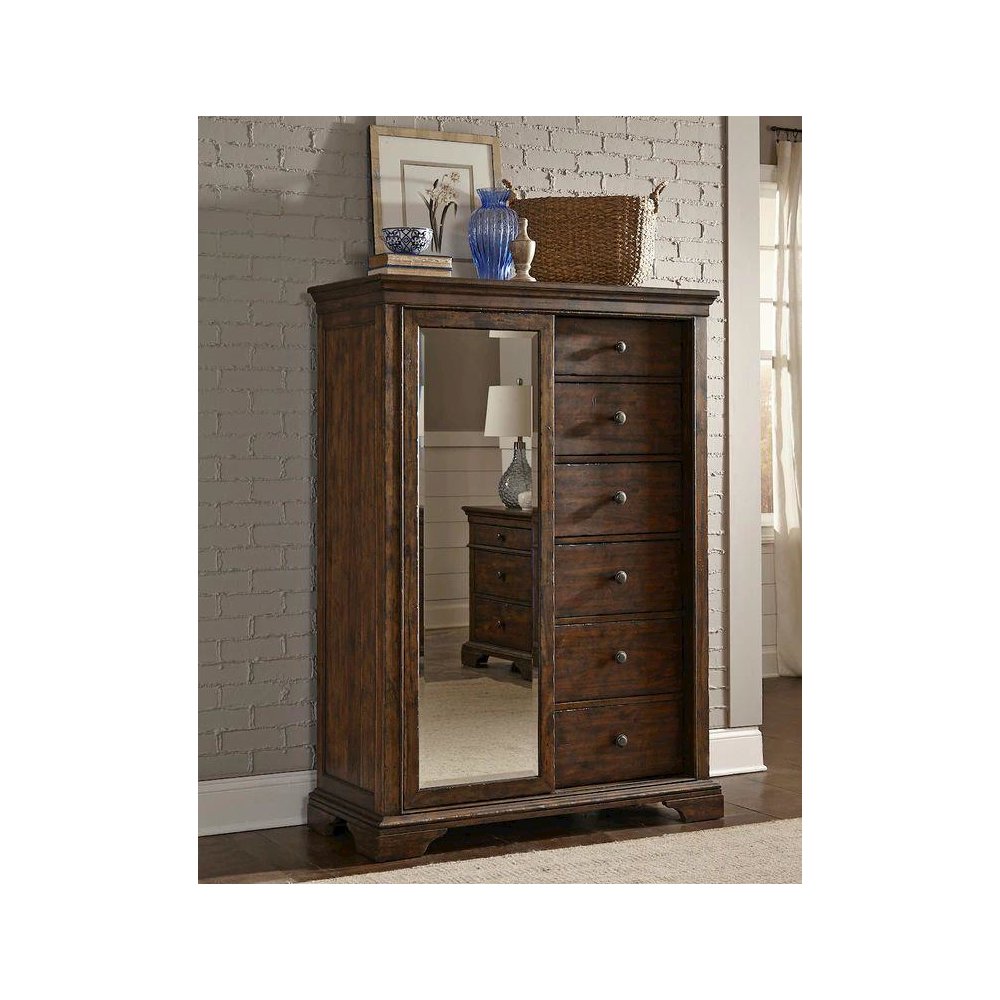 Trisha Yearwood Home Tulsa Door Chest (sliding mirror, 6 drawers, 3 shelves). Picture 2