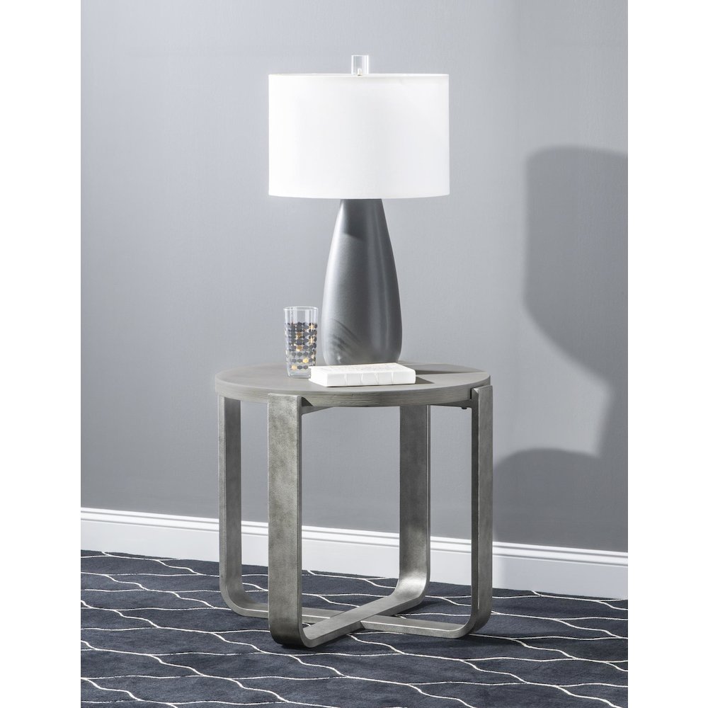 Terra Luna Round Side Table W. Metal Base. Picture 2