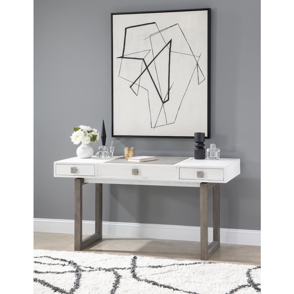 Terra Luna Desk/Vanity, 2 Drawers, Leathered Wrapped Center Section. Picture 3