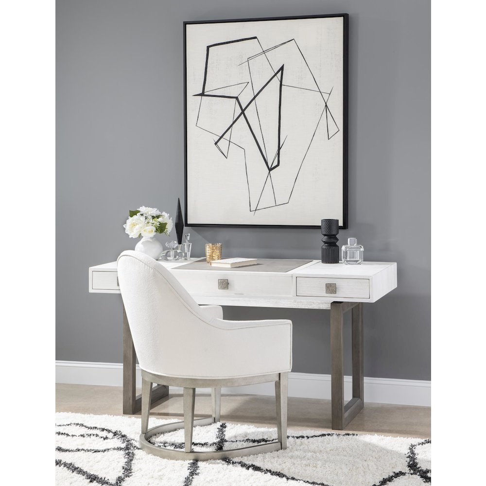 Terra Luna Desk/Vanity, 2 Drawers, Leathered Wrapped Center Section. Picture 4