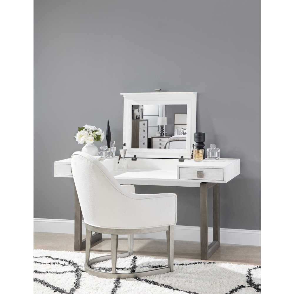 Terra Luna Desk/Vanity, 2 Drawers, Leathered Wrapped Center Section. Picture 6
