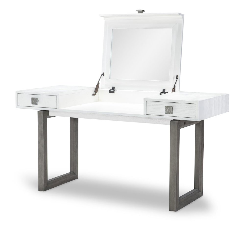 Terra Luna Desk/Vanity, 2 Drawers, Leathered Wrapped Center Section. Picture 2