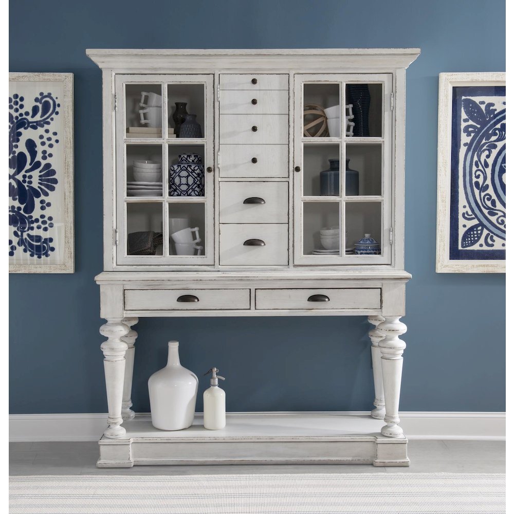 Cottage Park Credenza Hutch (2 Framed Glass Doors, 2 Adj. Shelves Each). Picture 4