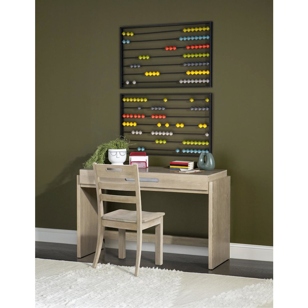 District Desk (1 Drawer), Weathered Oak. Picture 3
