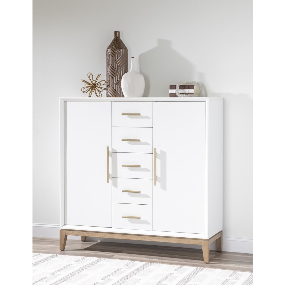 Melrose Door Chest (2 Doors, 4 Adj Shelves, 2 Fixed Shelves, 5 Drawers). Picture 3