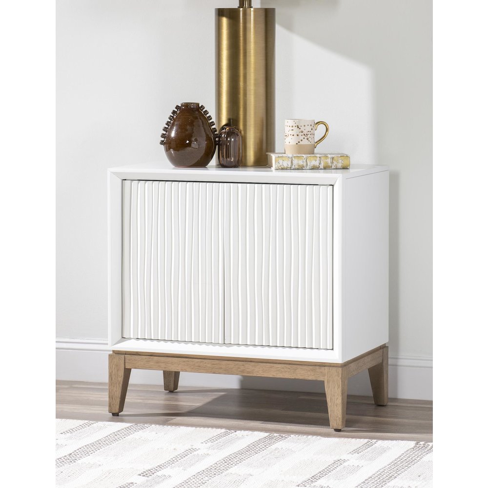 Melrose Door Nightstand (2 Fluted Doors, 1 Adj Shelf, Power). Picture 4
