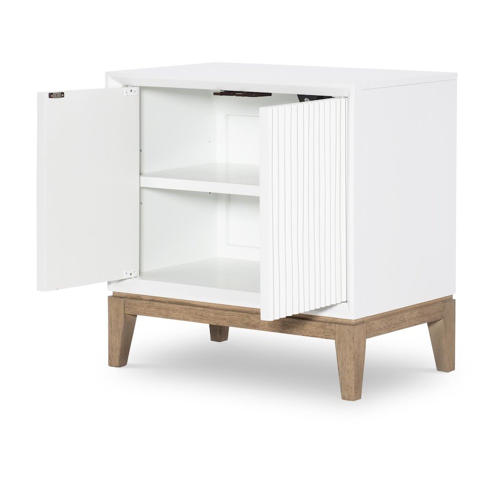 Melrose Door Nightstand (2 Fluted Doors, 1 Adj Shelf, Power). Picture 2