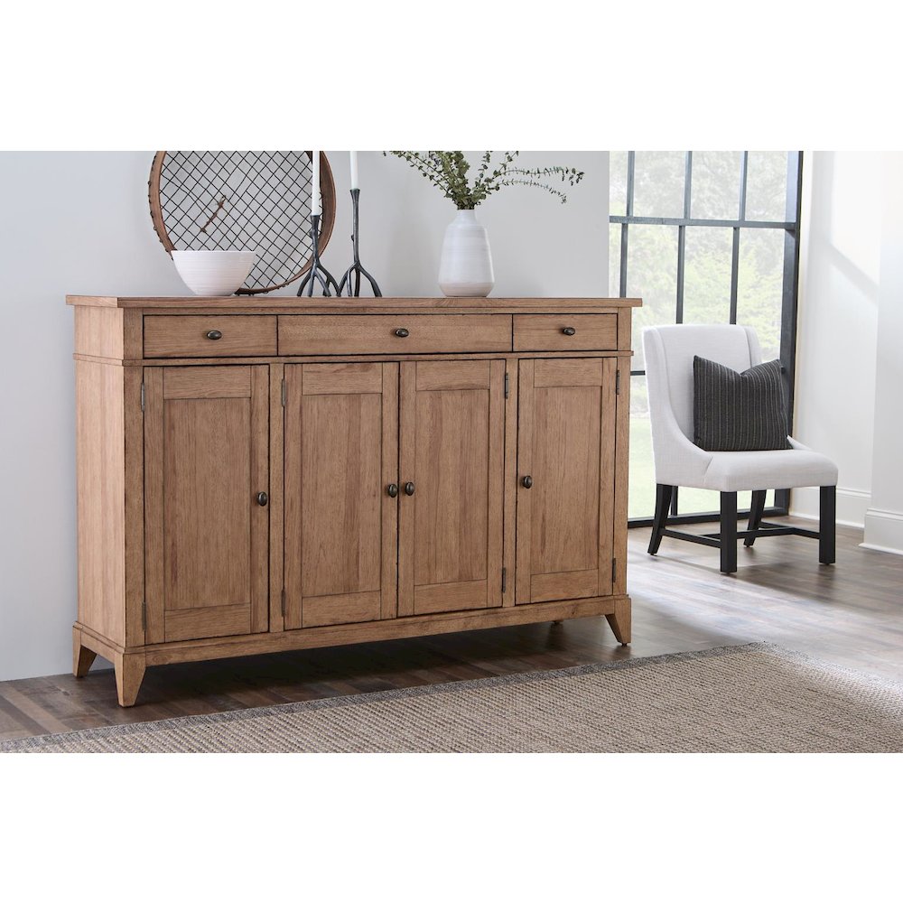 Credenza (4 doors, 3 drawers, 1 silver tray, 3 adj shelves). Picture 4