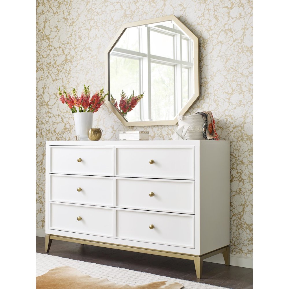 Chelsea Mirror (Gold Finish), White with Gold Accents. Picture 3
