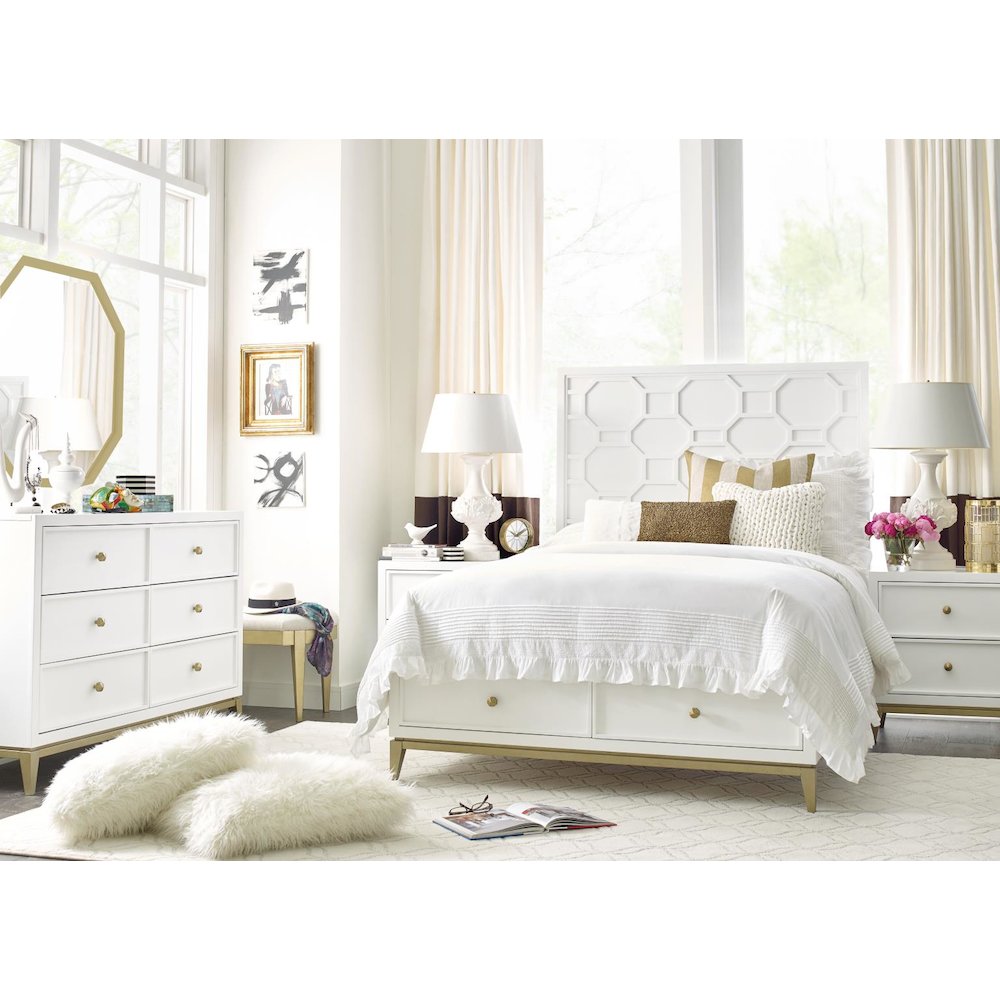 Chelsea Mirror (Gold Finish), White with Gold Accents. Picture 4