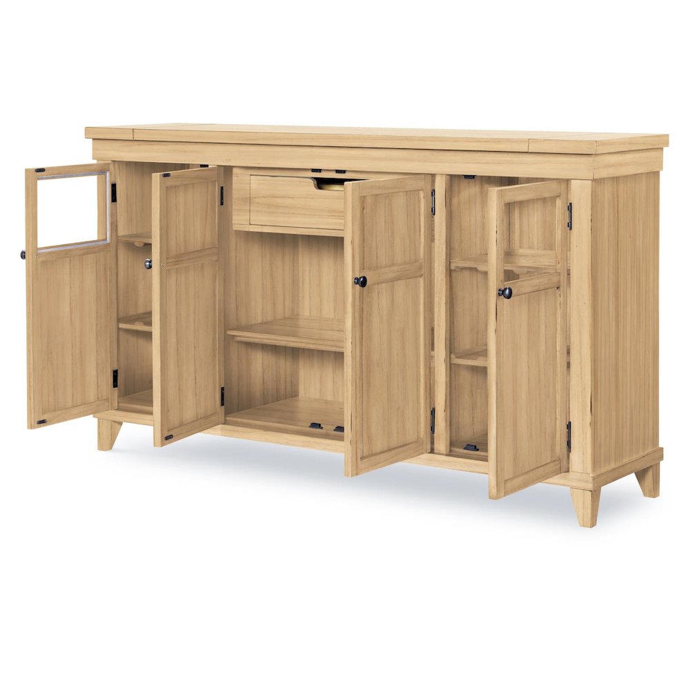 Credenza (4 Doors, 2 Glass Windows, Puck Lights, 1 Drawer). Picture 2