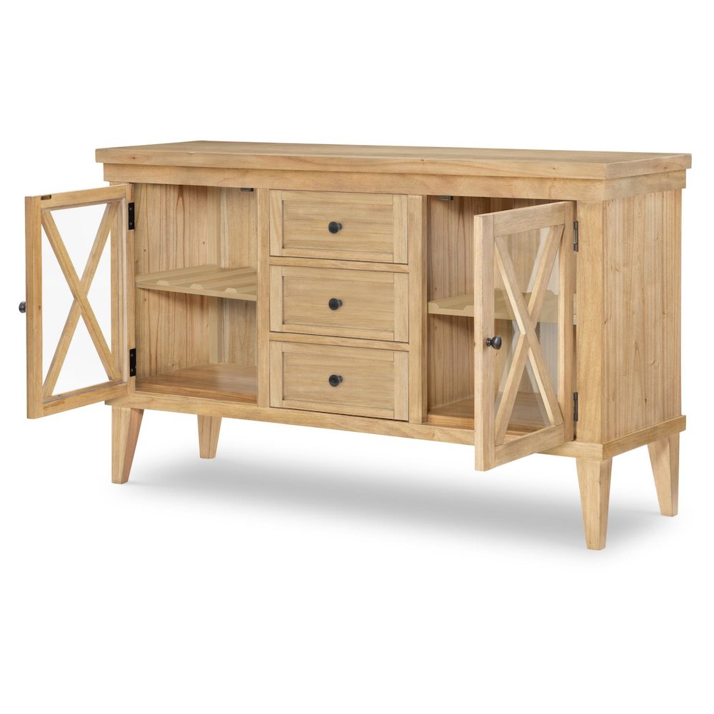 Server (2 Glass Doors, Puck Lighting, 2 ADJ/REV/REM Wine Shelves, 3 Drawers). Picture 2