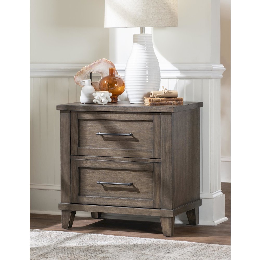 Night Stand (2 Drawers, Power on Back, 2 Outlets, 1 USB + 1 USB-C). Picture 2