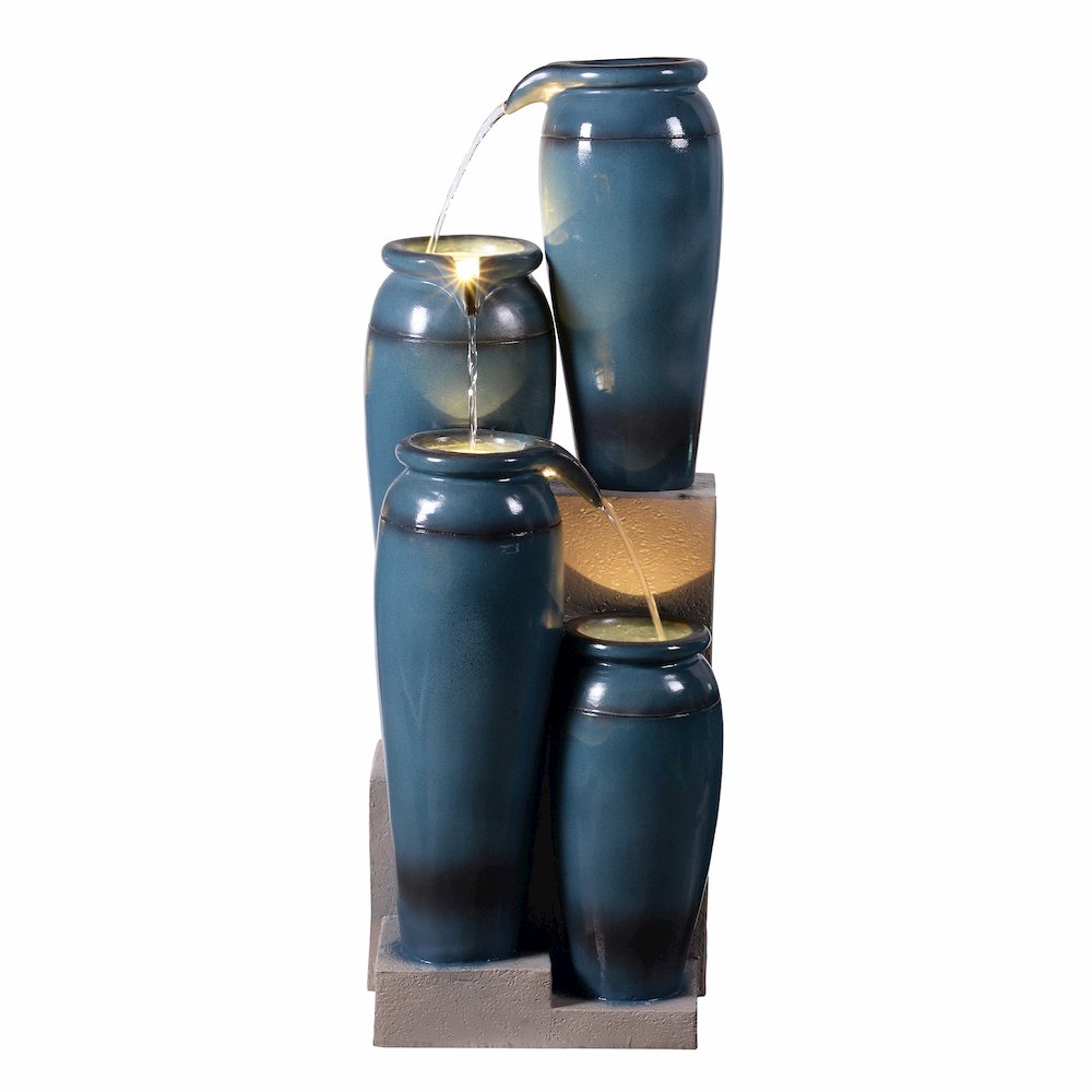 39" H Multi-Tiered Lighted Jug Water Fountain Indoor/Outdoor Use. Picture 1