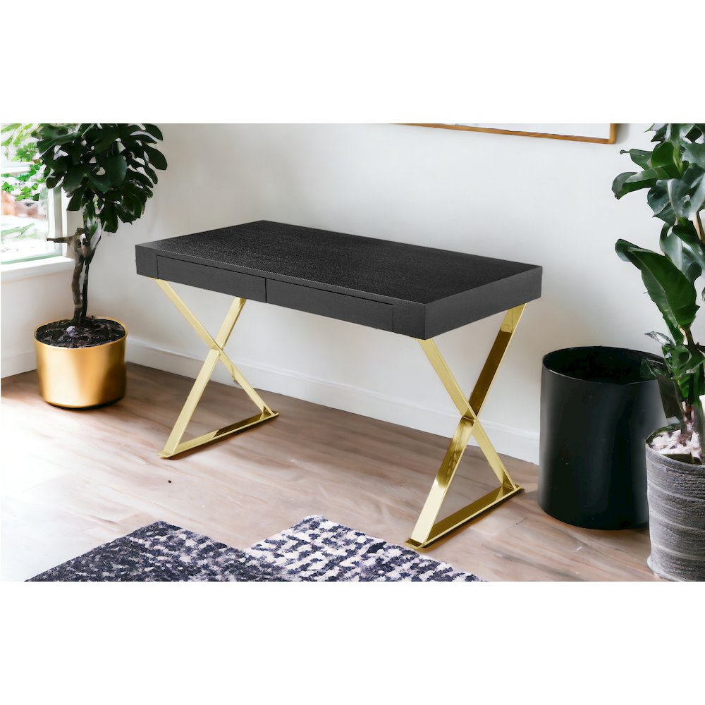 Gold Alexa Desk Black. Picture 1