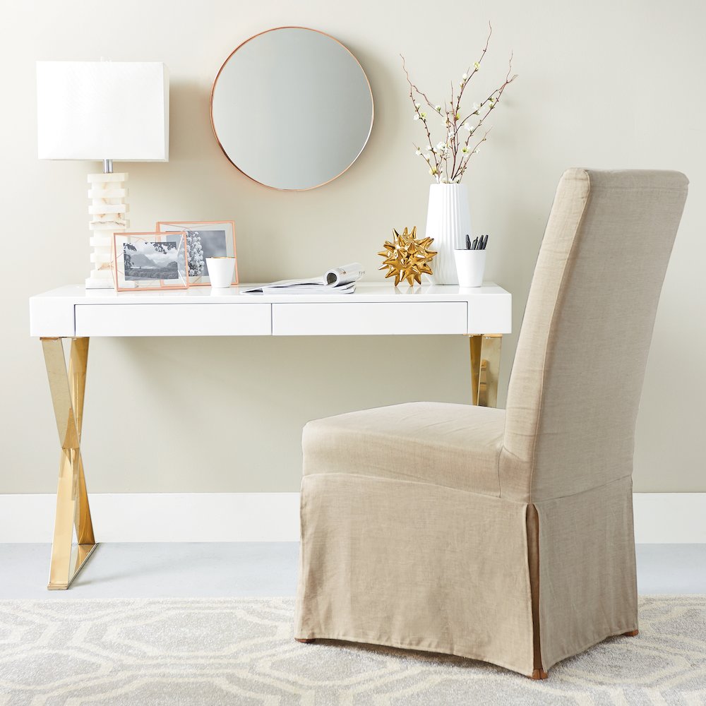 Gold Alexa Desk White & Gold Combo. Picture 6