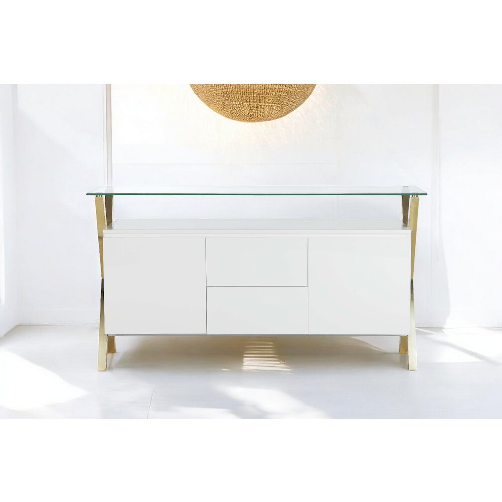 Gold Beverly Buffet White. Picture 7